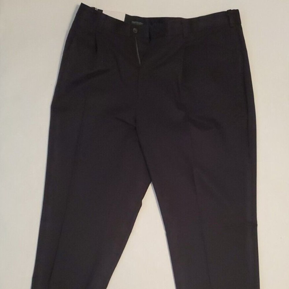 Savane Straight Fit Pants Big Mens 40x30 Black Pleated Chino Comfort Waist NWT
